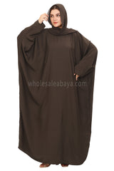 Plain Closed Butterfly Nida Abaya 30520 Mocha Brown