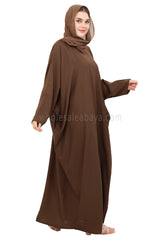 Plain Closed Butterfly Nida Abaya 30520 Chestnut Brown