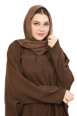 Plain Closed Butterfly Nida Abaya 30520 Chestnut Brown