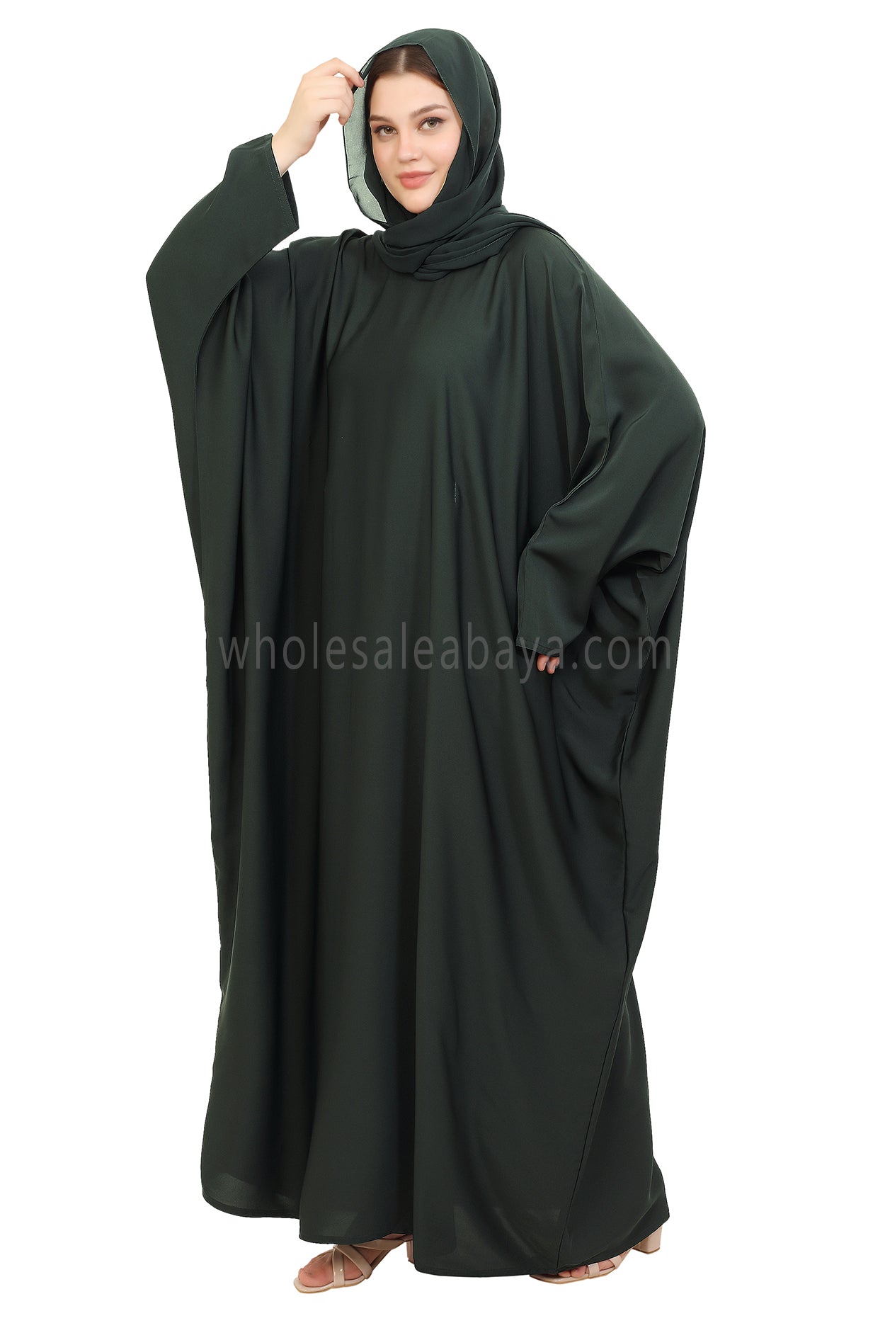 Plain Closed Butterfly Nida Abaya 30520 Emerald Green