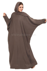 Plain Closed Butterfly Nida Abaya 30520 Mink Brown