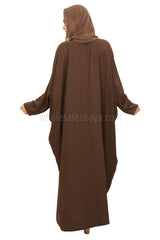 Plain Closed Butterfly Nida Abaya 30520 Chestnut Brown