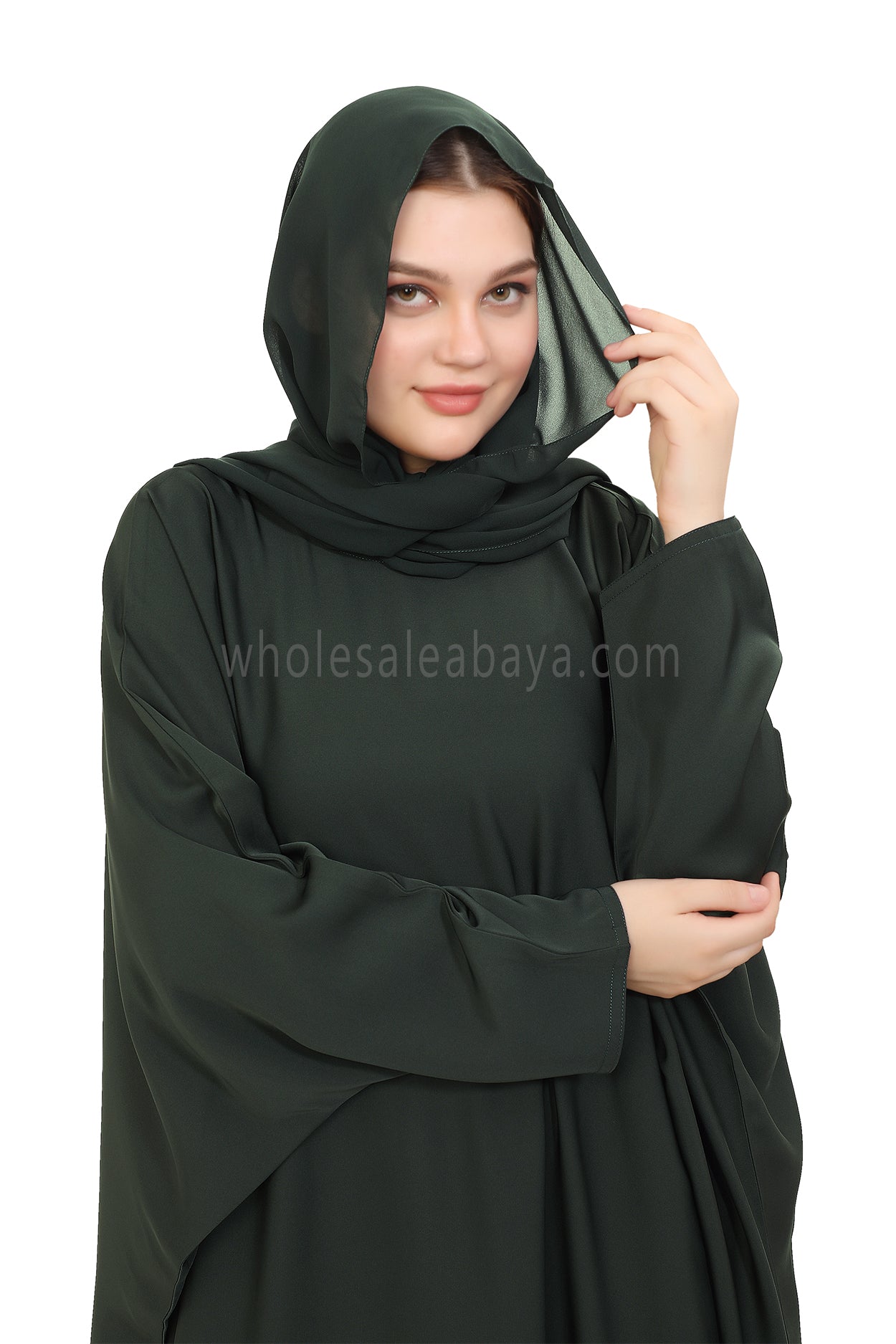 Plain Closed Butterfly Nida Abaya 30520 Emerald Green