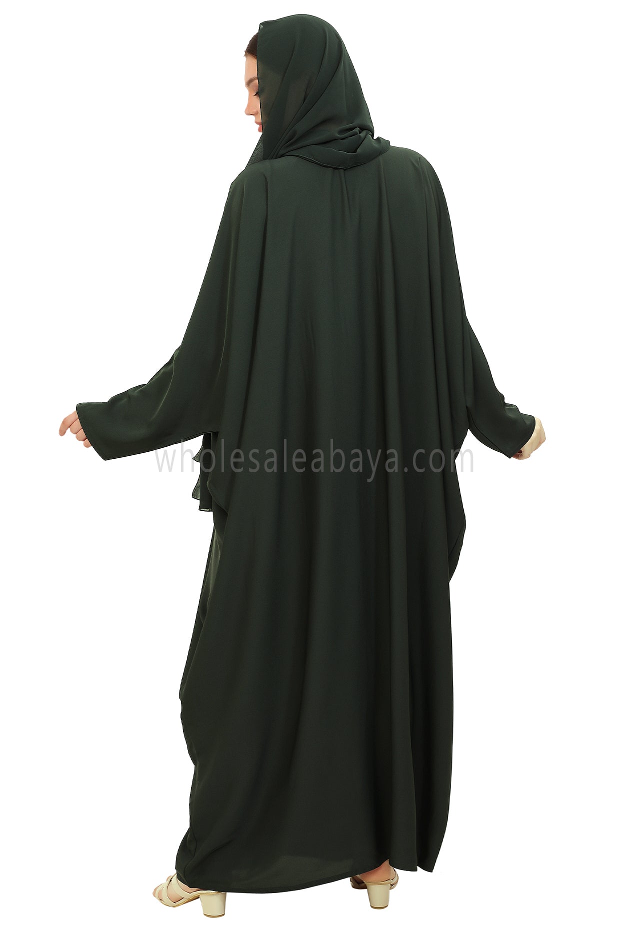 Plain Closed Butterfly Nida Abaya 30520 Emerald Green