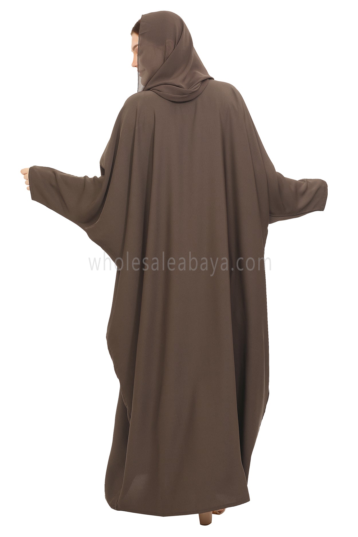 Plain Closed Butterfly Nida Abaya 30520 Mink Brown
