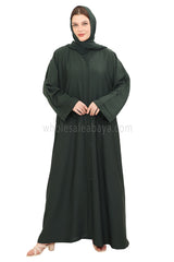 Front Open Nida Abaya with Buttons 30051 Emerald Green