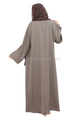 Front Open Nida Abaya with Buttons 30051 Light Grey