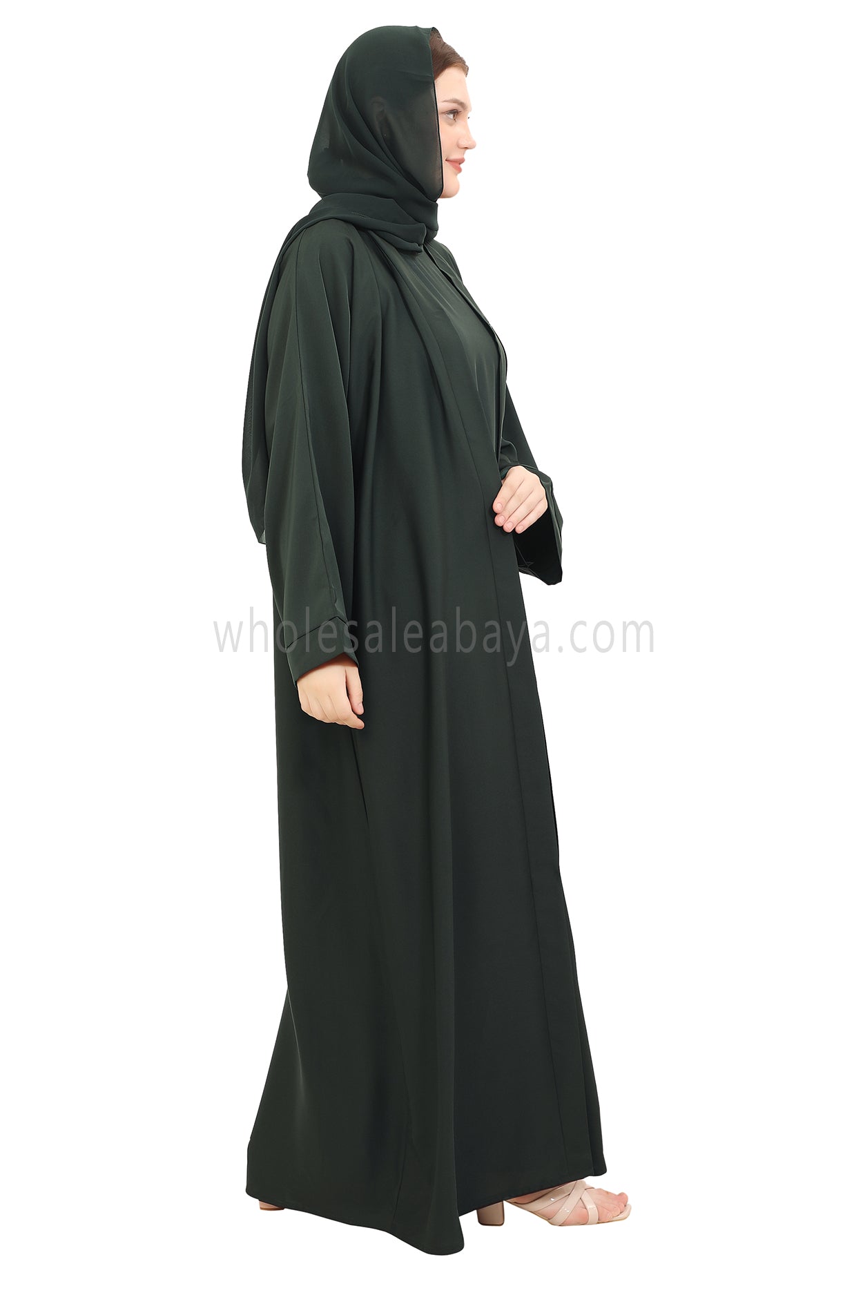 Front Open Nida Abaya with Buttons 30051 Mocha Brown