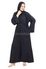 Front Open Nida Abaya with Buttons 30051 Smokey Blue