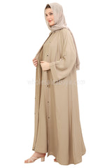 Front Open Nida Abaya with Buttons 30051 Cream
