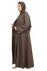 Front Open Nida Abaya with Buttons 30051 Mink Brown