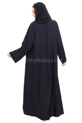 Front Open Nida Abaya with Buttons 30051 Smokey Blue