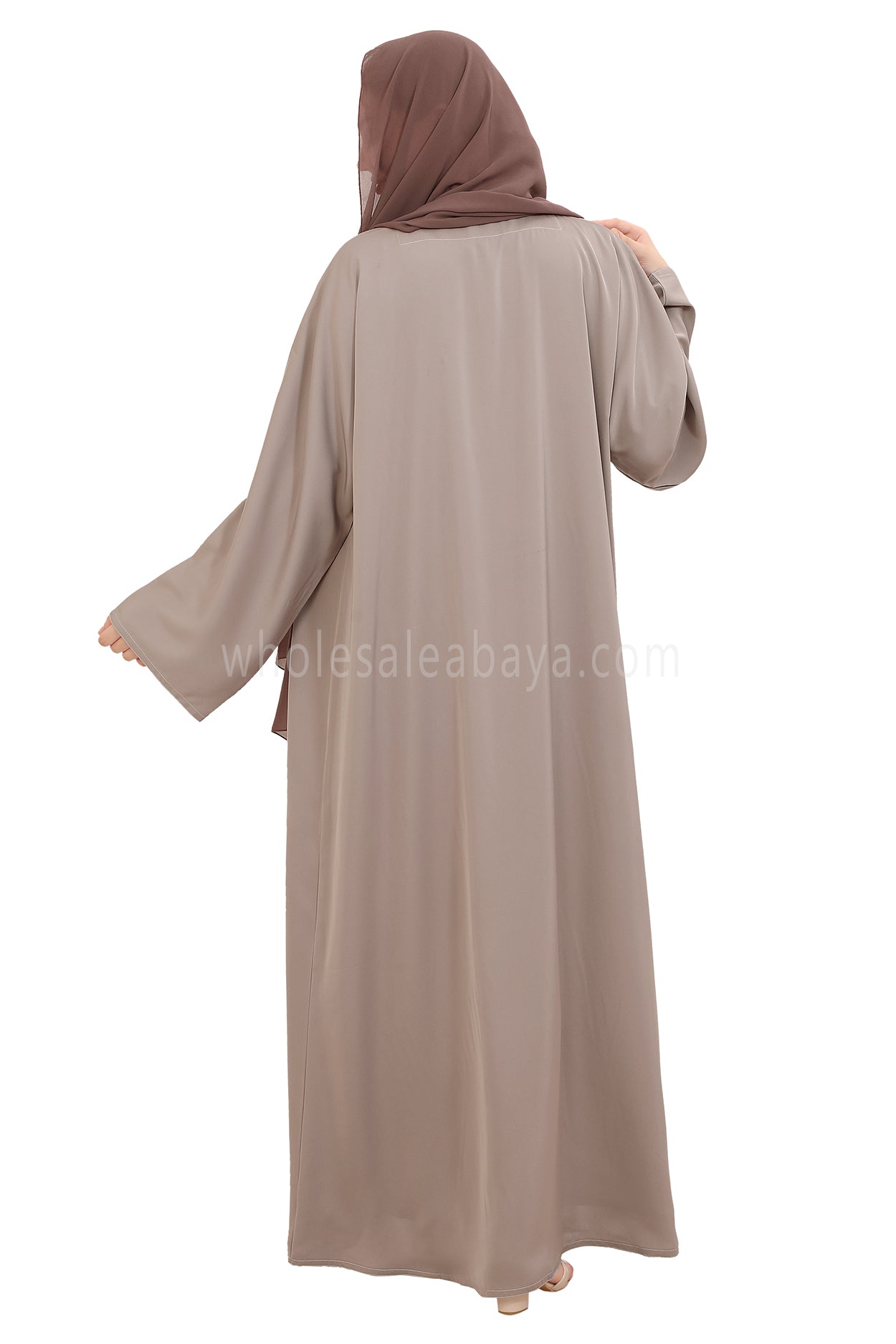 Front Open Nida Abaya with Buttons 30051 Mocha Brown