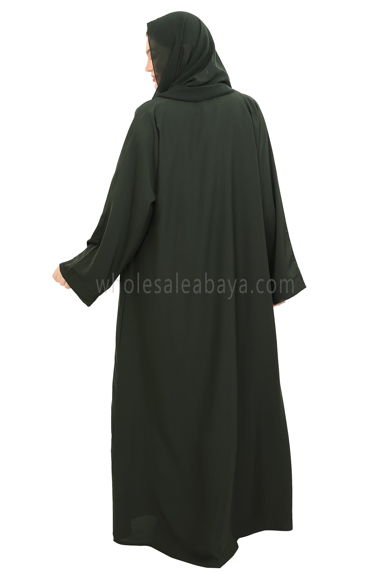 Front Open Nida Abaya with Buttons 30051 Emerald Green