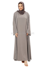 Front Open Nida Abaya With A Single Button 30051 Light Grey