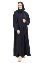 Front Open Nida Abaya With A Single Button 30051 Smokey Blue