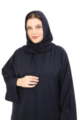 Front Open Nida Abaya With A Single Button 30051 Smokey Blue