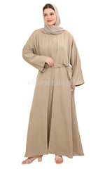 Front Open Nida Abaya With A Single Button 30051 Cream