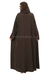 Front Open Nida Abaya With A Single Button 30051 Mocha Brown