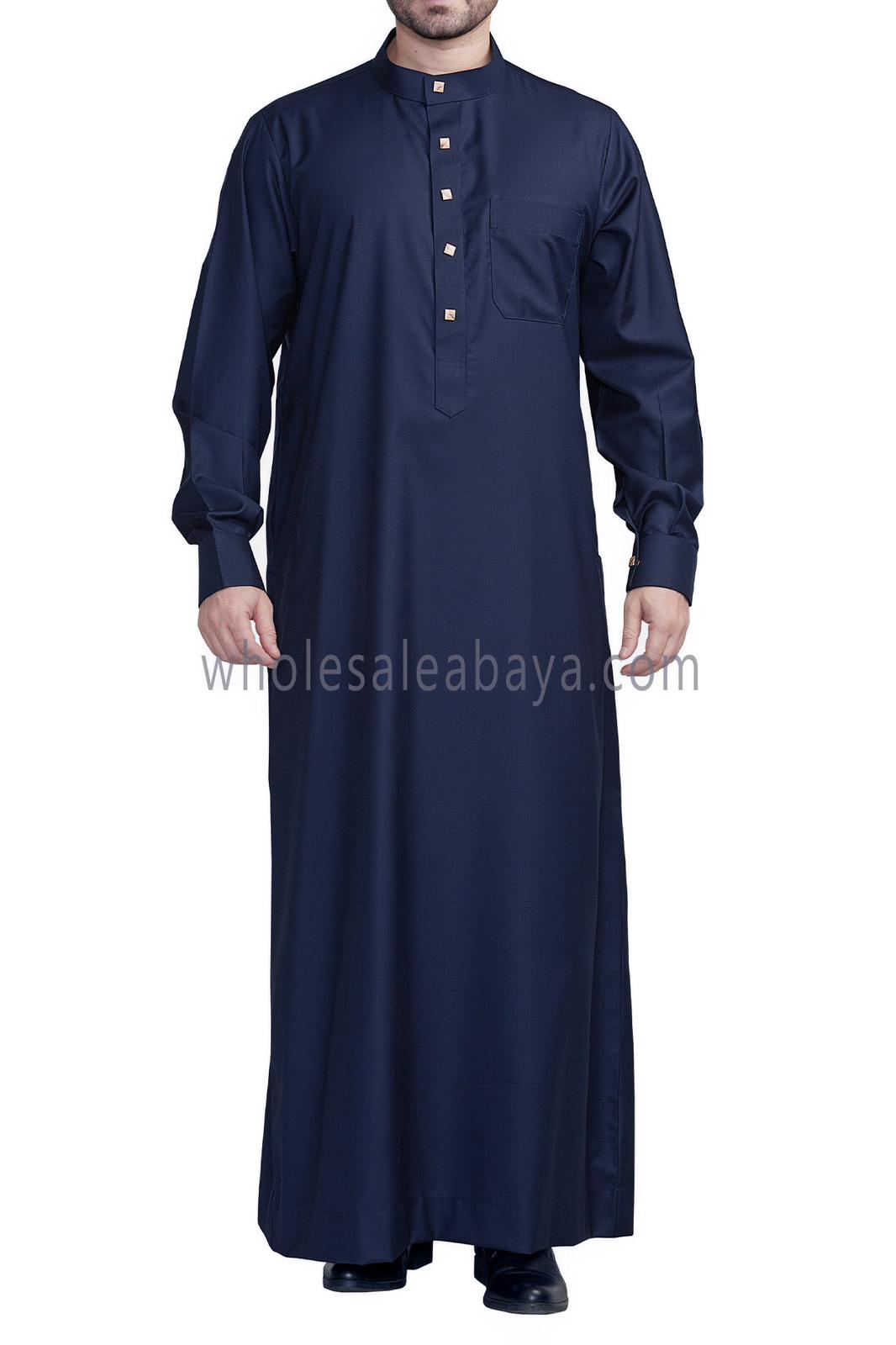 Plain Collar Thoube With Designer Buttons Navy Blue