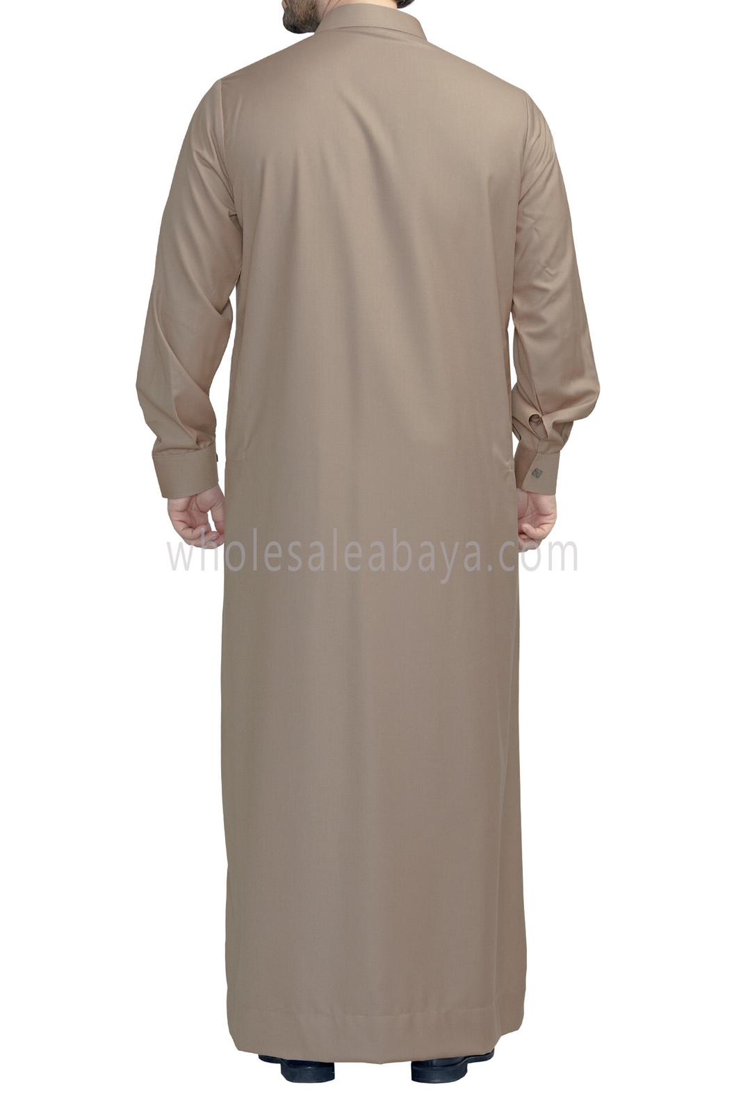 Plain Collar Thoube With Designer Buttons Caramel Brown Colour