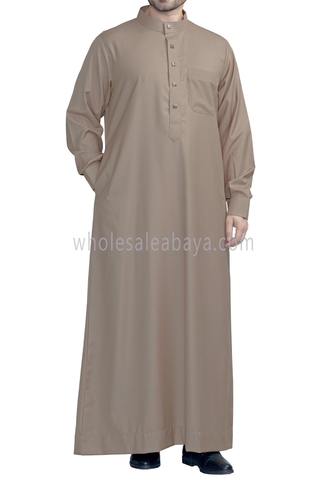 Plain Collar Thoube With Designer Buttons Caramel Brown Colour