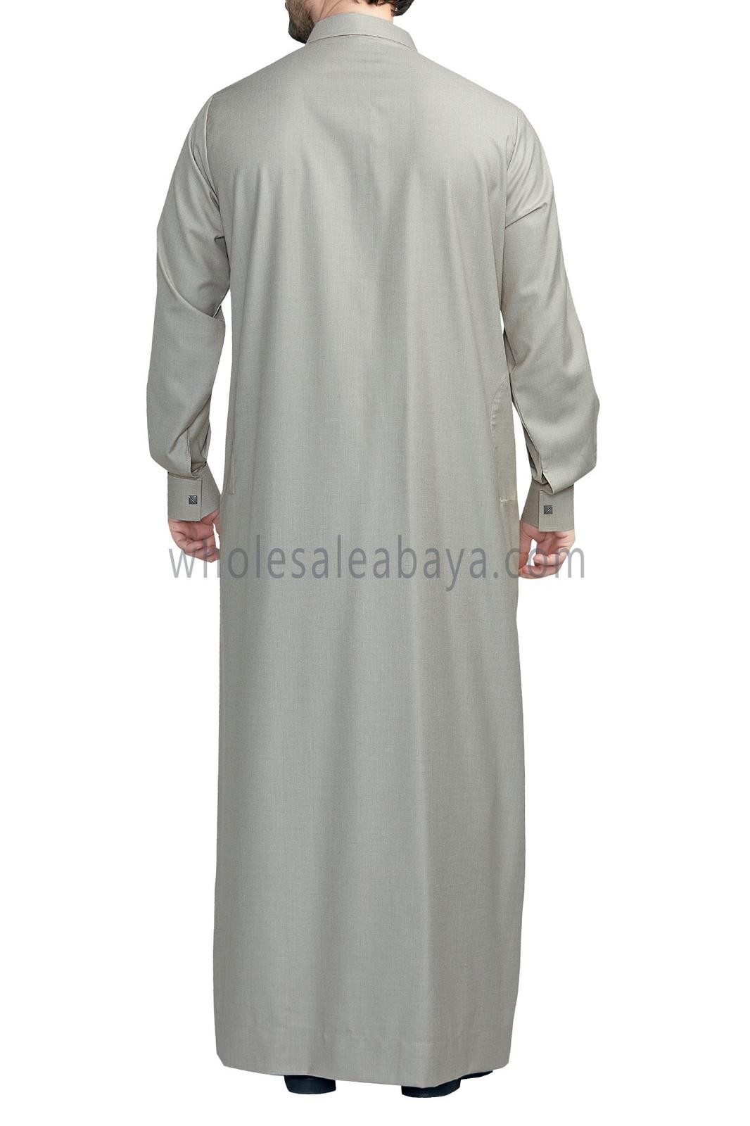 Plain Collar Thoube With Designer Button Stone Beige