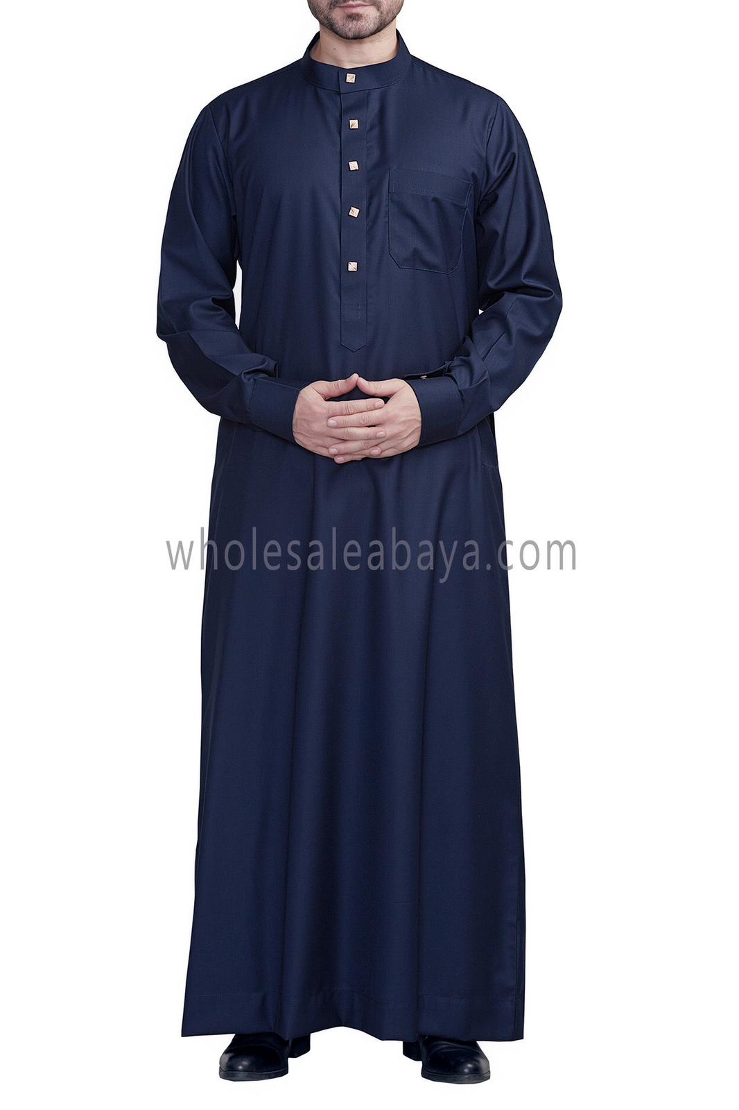 Plain Collar Thoube With Designer Buttons Navy Blue