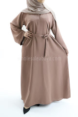 A Premium Nida Fabric Plain Close Abaya With Matching Belt 30418 C2