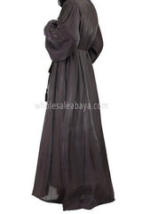 Women's Organza Abaya With Baloon Sleeves Ash Brown