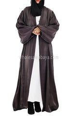 Women's Organza Abaya With Baloon Sleeves Ash Brown