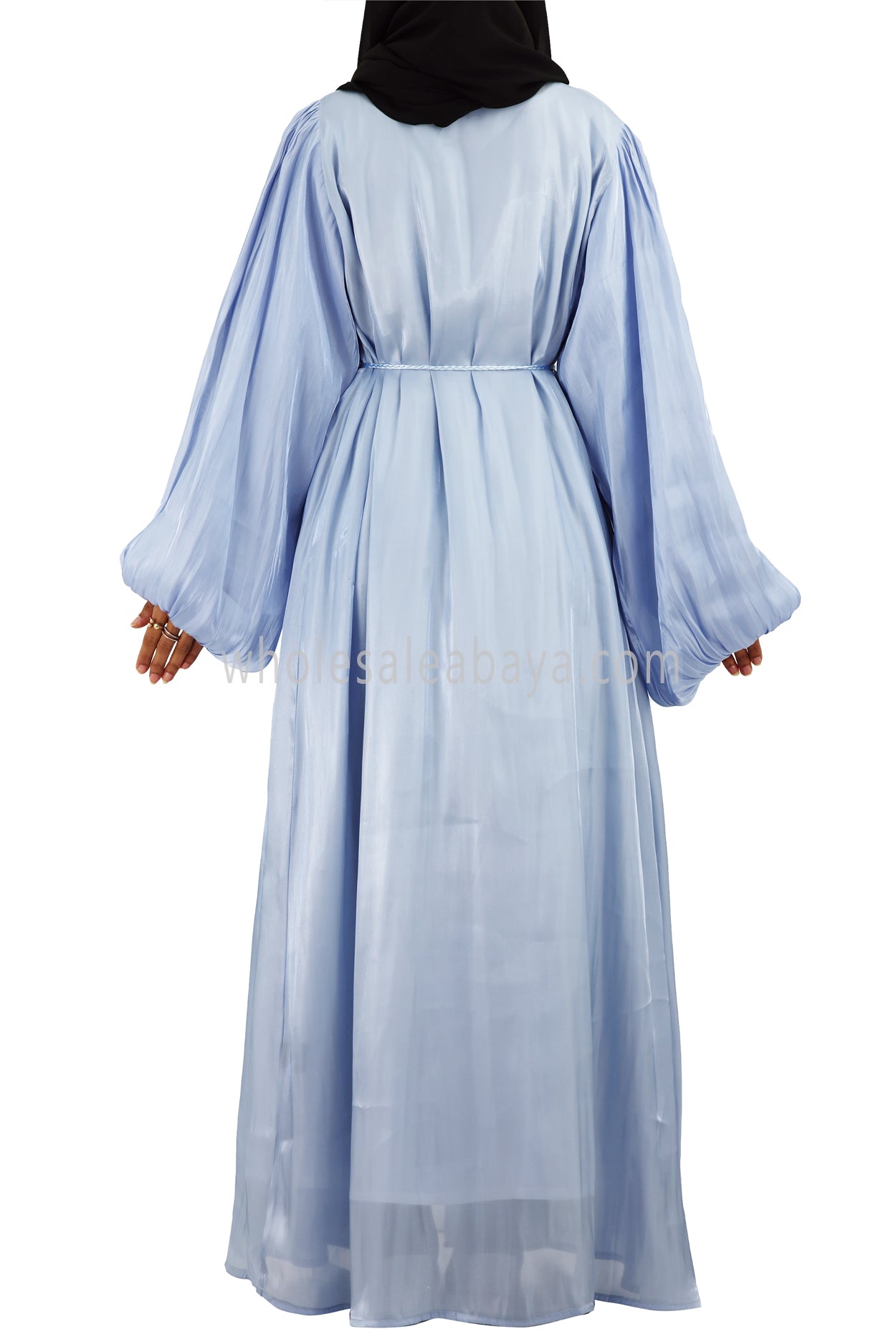 Women's Premium Organza Abaya With Balloon Sleeves Aspiring Blue