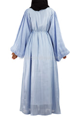 Women's Organza Abaya With Baloon Sleeves Aspiring Blue