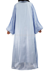 Women's Organza Abaya With Baloon Sleeves Aspiring Blue