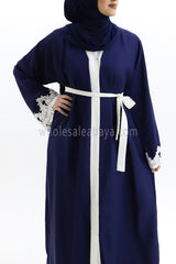 Designer Lace Border Navy Nida Abaya 30162