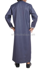 Boy's Omani Thoube With Designer Embroidery and Tassel Blue Grey