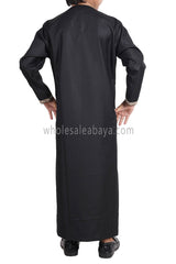 Boy's Omani Thoube With Designer Embroidery and Tassel Black