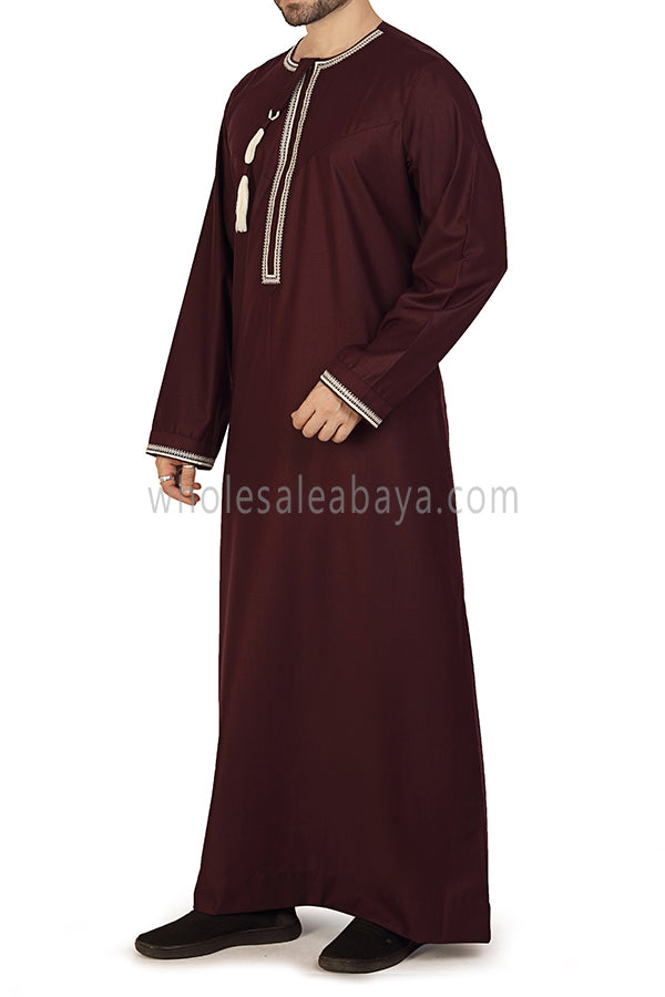 Embroidered Omani Thoube 90049 RL7  Burgundy