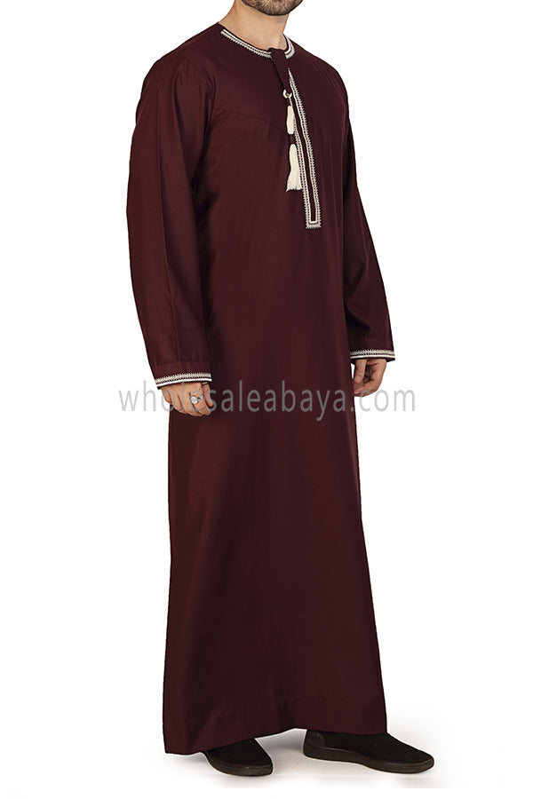 Embroidered Omani Thoube 90049 RL7  Burgundy