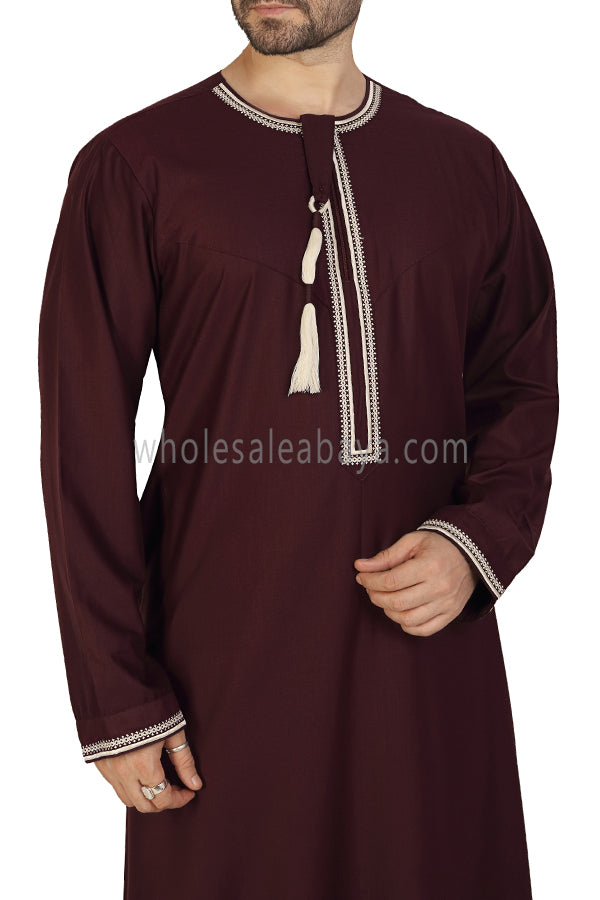 Embroidered Omani Thoube 90049 RL7  Burgundy