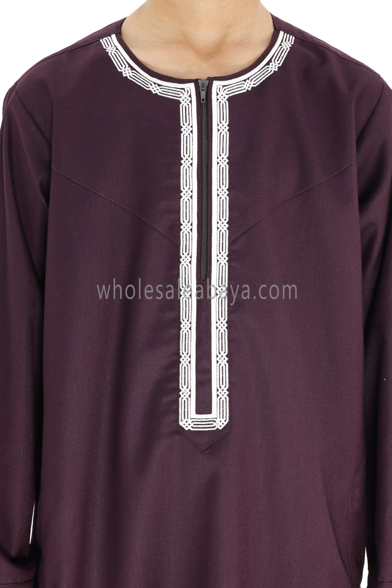 Boy's Omani Thoube With Designer Embroidery and Tassel Burgundy
