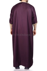 Men's Moroccan Thoube with Exquisite Embroidery Burgundy