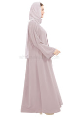 Front Open Abaya with Buttons Closure in Arwa Crush Crepe 30051 Pink Blush