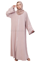 Open Abaya With Embroidered Sleeves 30527