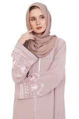 Open Abaya With Embroidered Sleeves 30527