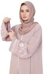 Open Abaya With Embroidered Sleeves 30527