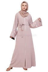 Open Abaya With Embroidered Sleeves 30527