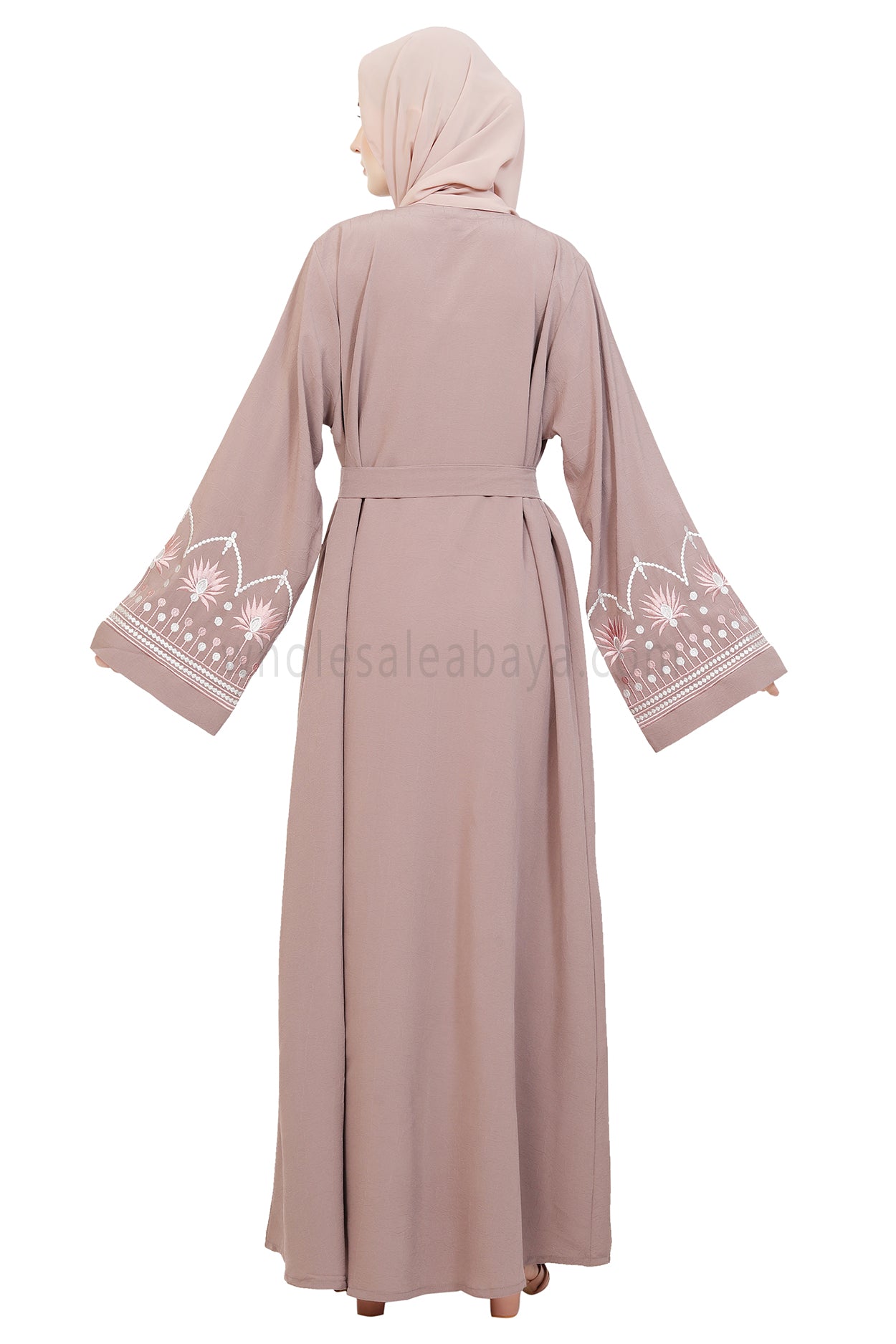 Open Abaya With Embroidered Sleeves 30527