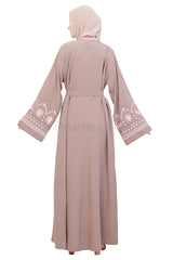Open Abaya With Embroidered Sleeves 30527