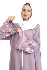 Open Abaya With Embroidered Sleeves 30527